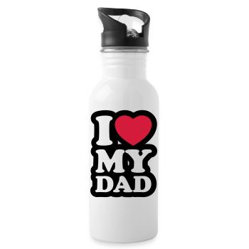 I love my dad - J'aime mon papa - Gourde avec paille intégrée - blanc - Droite