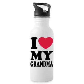 I love my grandma - Water bottle with straw - white - Right