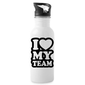 I love my team - Water bottle with straw - white - Right