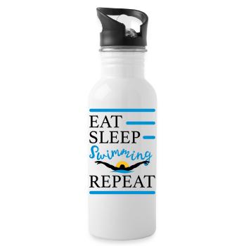 Schwimmen - Trinkflasche mit integriertem Trinkhalm - Weiß - Rechts