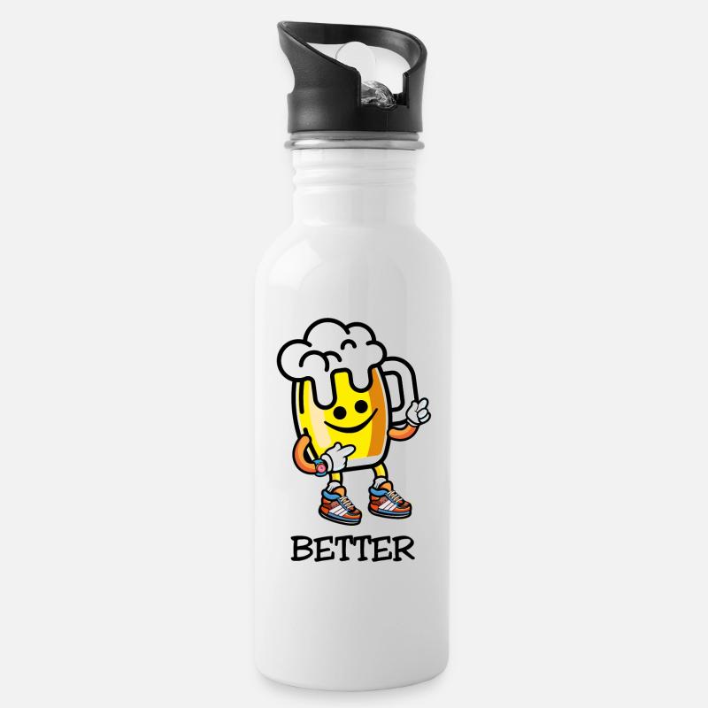 better beer - Water bottle with straw - white
