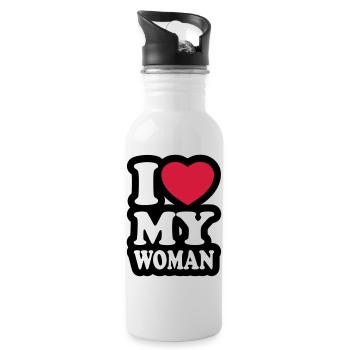 I love my woman - Water bottle with straw - white - Right