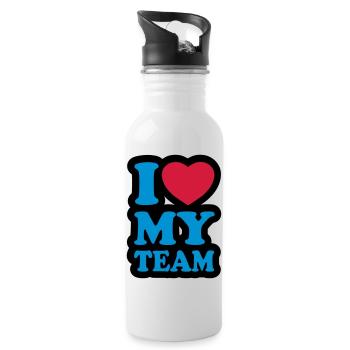 I love my team - Water bottle with straw - white - Right