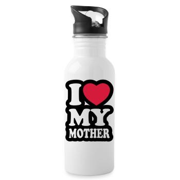 I love my mother - Water bottle with straw - white - Right