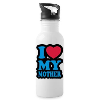 I love my mother - Water bottle with straw - white - Right