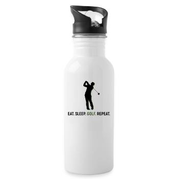 Golf Golfing Golfen Golfball Golfer - Trinkflasche mit integriertem Trinkhalm - Weiß - Rechts