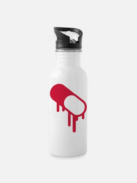 Medicine Pill - Trinkflasche mit integriertem Trinkhalm - Weiß