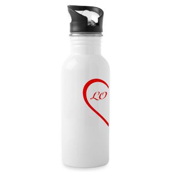 One Heart Half / Love, Cool Gift - Water bottle with straw - white - Right