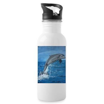 Delphin - Trinkflasche mit integriertem Trinkhalm - Weiß - Rechts
