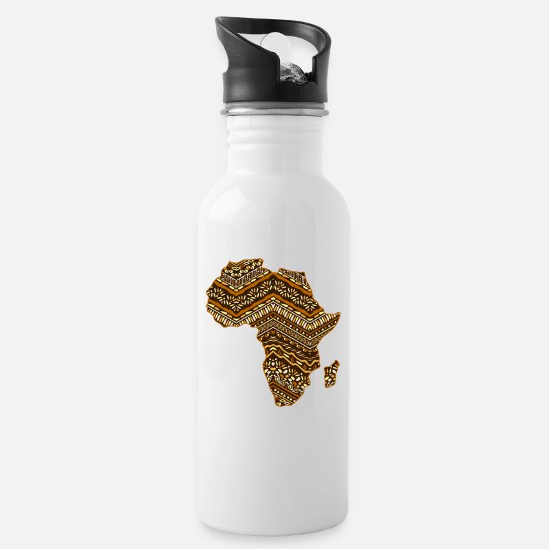 Afrika Karte Muster - Trinkflasche mit integriertem Trinkhalm - Weiß