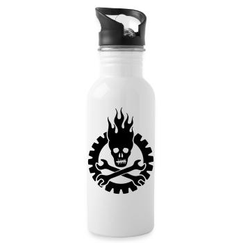 schrauber skull - Trinkflasche mit integriertem Trinkhalm - Weiß - Rechts