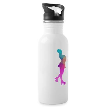 Rollkunstlauf Rollschuh Pirouette Polygon Geschenk - Trinkflasche mit integriertem Trinkhalm - Weiß - Rechts