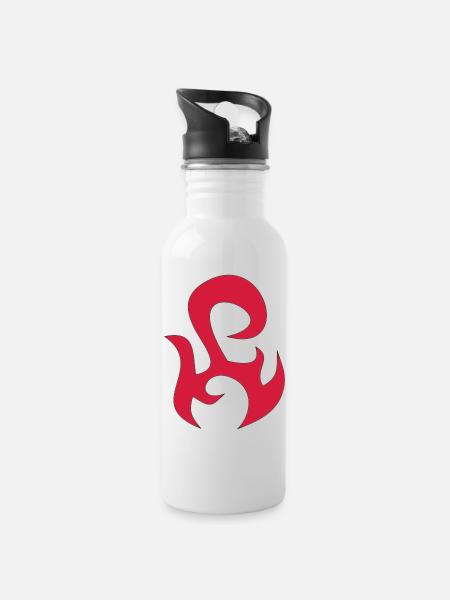 tribal - Trinkflasche mit integriertem Trinkhalm - Weiß