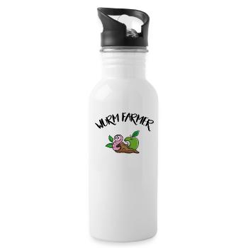 Wurm Farmer - Worm Farmer Funny T-Shirt - Water bottle with straw - white - Right