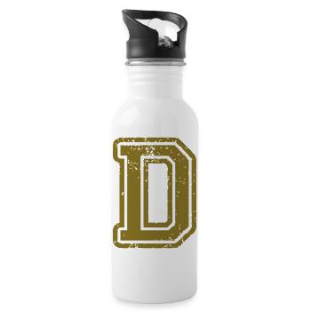 D - Buchstabe - Trinkflasche mit integriertem Trinkhalm - Weiß - Rechts