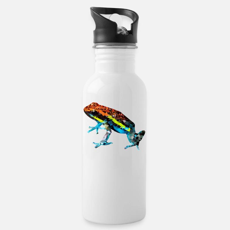Cooler Pfeilgiftfroch Dendrobaten Mosaik Geschenk - Trinkflasche mit integriertem Trinkhalm - Weiß