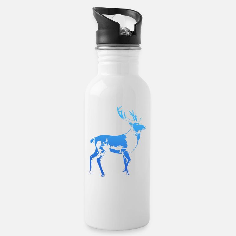 cerf - Gourde avec paille intégrée - blanc