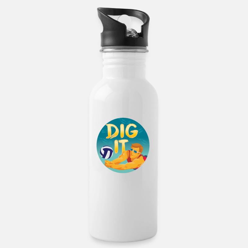 Dig it beach volleyball design - Water bottle with straw - white