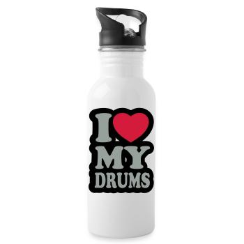 I love my drums - Water bottle with straw - white - Right