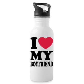I love my boyfriend - J'aime mon ami - Gourde avec paille intégrée - blanc - Droite