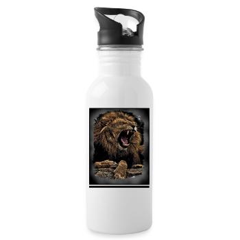lion - Water bottle with straw - white - Right