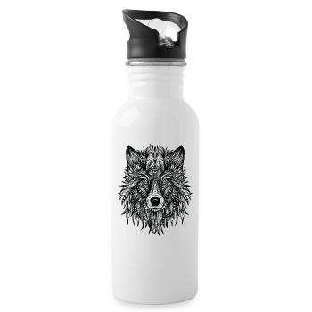Tête de loup - Gourde avec paille intégrée - blanc - Droite