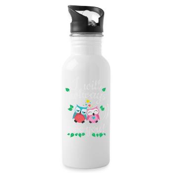 i will owlways love you owls - Water bottle with straw - white - Right