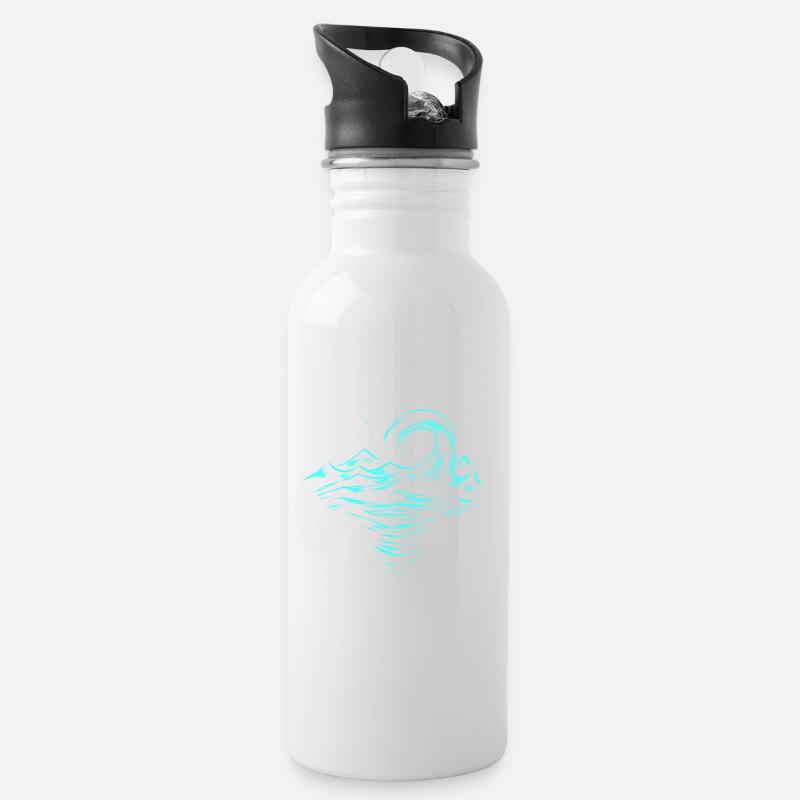 Welle - Trinkflasche mit integriertem Trinkhalm - Weiß