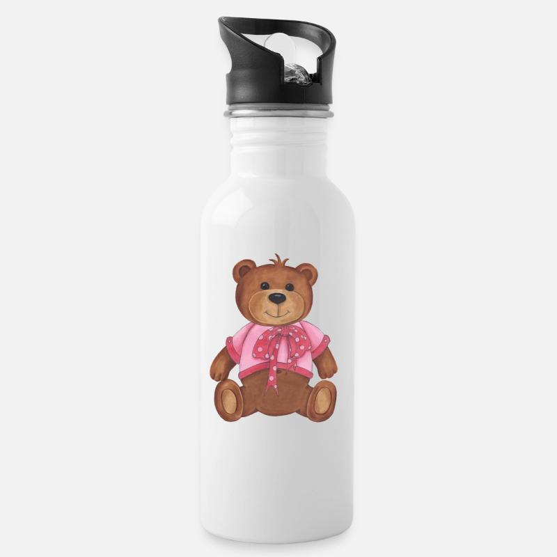 Fille en peluche - Gourde avec paille intégrée - blanc