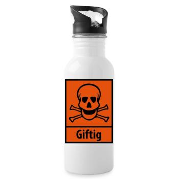 Giftig - Trinkflasche mit integriertem Trinkhalm - Weiß - Rechts