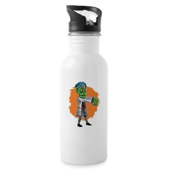 Zombie doctor gift dentist doctor - Water bottle with straw - white - Right