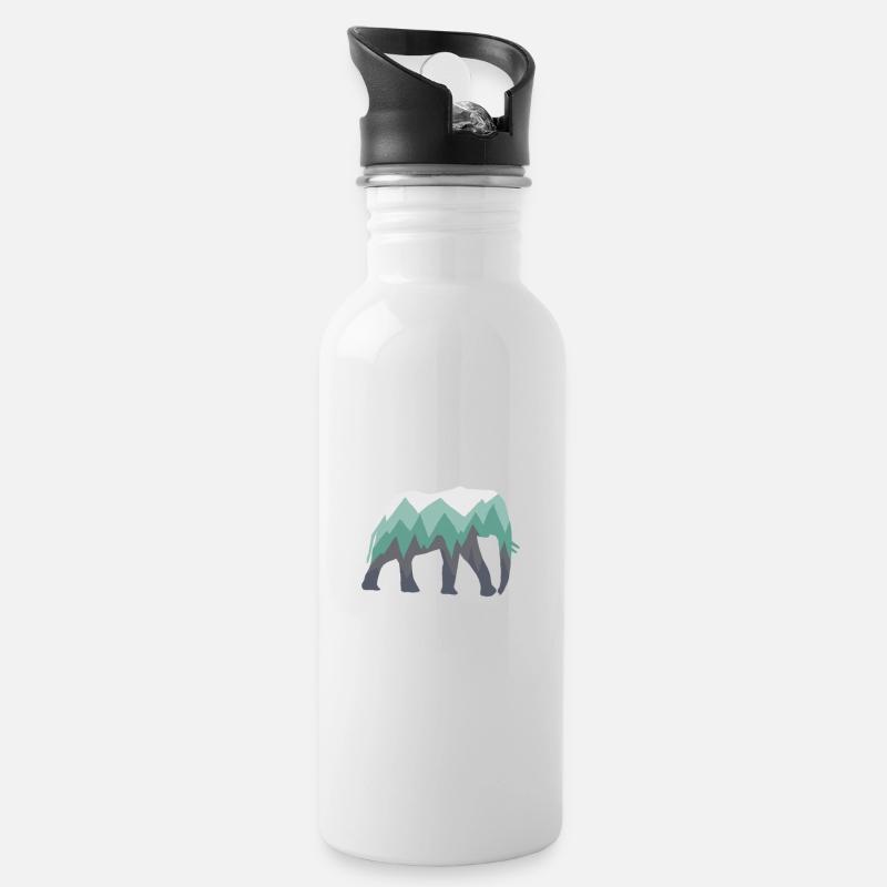 elephant - Water bottle with straw - white