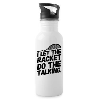 Tennis tennis player sayings tennis racket - Water bottle with straw - white - Right