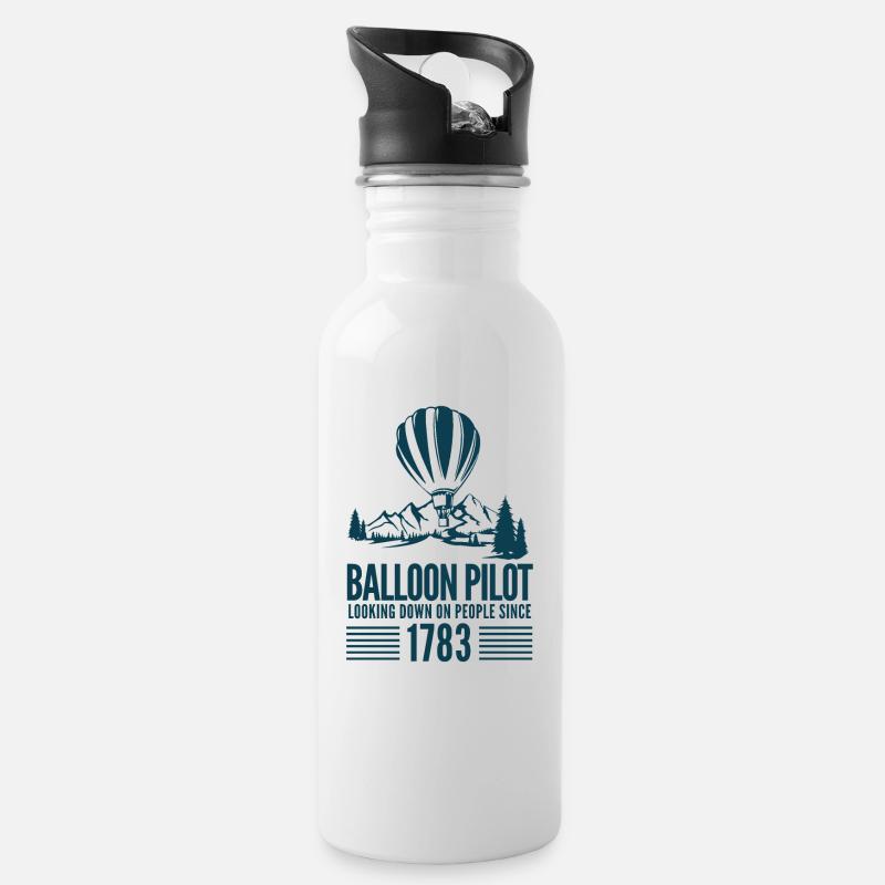 Ballon - Ballon Pilot since 1783 - Trinkflasche mit integriertem Trinkhalm - Weiß