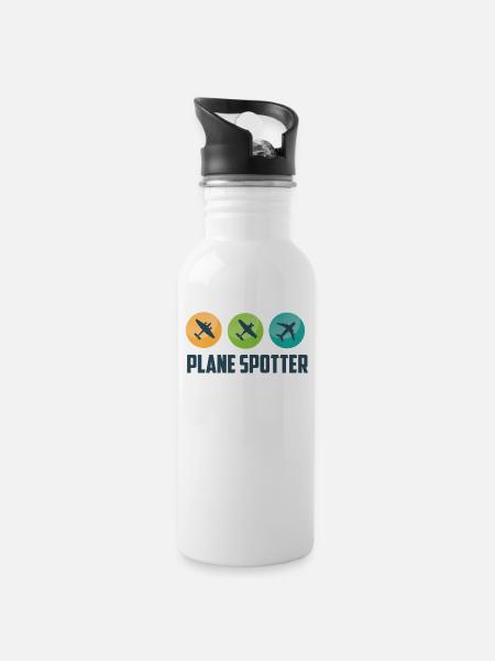 Planespotter - Water bottle with straw - white
