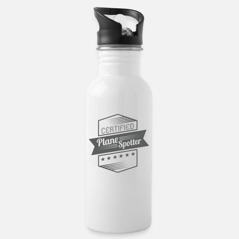 Planespotter - Trinkflasche mit integriertem Trinkhalm - Weiß