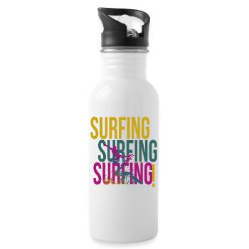 Surfen Surfer Surf Schrift Retro Vintage - Trinkflasche mit integriertem Trinkhalm - Weiß - Rechts