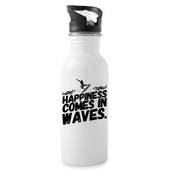 Surfen Surfer Surf Lustig Sprüche Glück - Trinkflasche mit integriertem Trinkhalm - Weiß - Rechts
