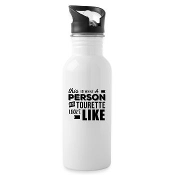 Behinderung Tourettes Tourette Tick Syndrom - Trinkflasche mit integriertem Trinkhalm - Weiß - Rechts