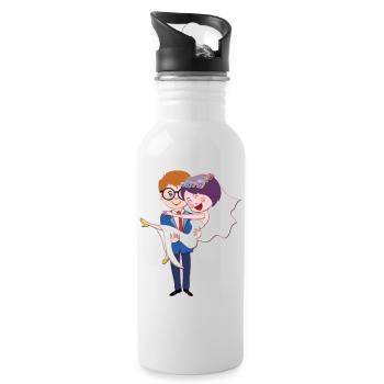 Hochzeit Ehepaar Heirat - Trinkflasche mit integriertem Trinkhalm - Weiß - Rechts