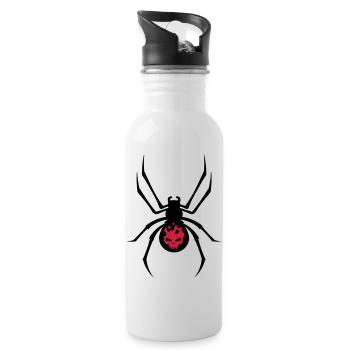 Schwarze Spinne mit Skull Muster - Trinkflasche mit integriertem Trinkhalm - Weiß - Rechts