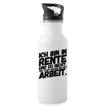 Rentner Rentnerin Lustige Sprüche Arbeit - Trinkflasche mit integriertem Trinkhalm - Weiß - Rechts