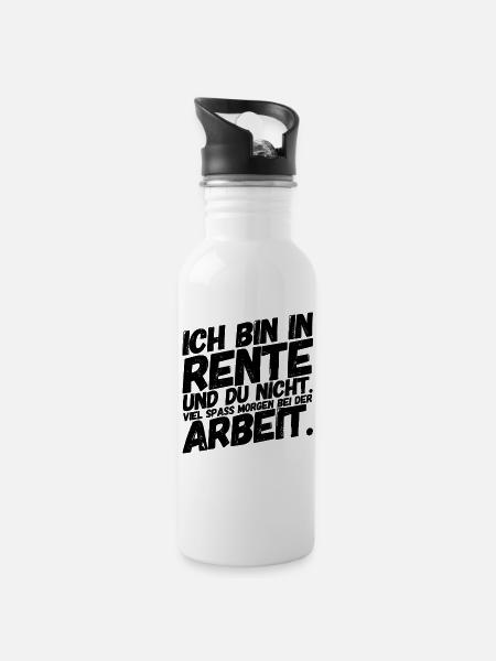 Rentner Rentnerin Lustige Sprüche Arbeit - Trinkflasche mit integriertem Trinkhalm - Weiß