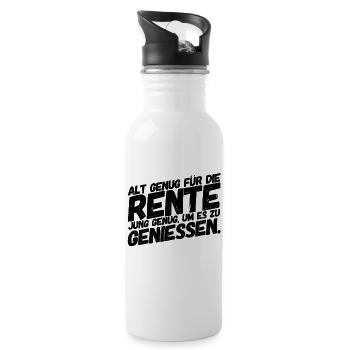 Rentner Rentnerin Lustige Sprüche Genießen - Trinkflasche mit integriertem Trinkhalm - Weiß - Rechts