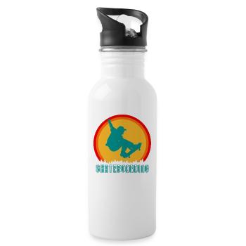 Skate Skater Skateboard Skaten Vintage - Trinkflasche mit integriertem Trinkhalm - Weiß - Rechts