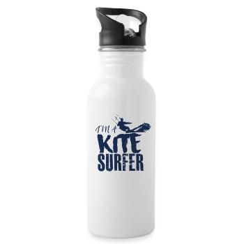 Surf Kiteboarden Kitesurfer Kitesurfen Kite Surfen - Trinkflasche mit integriertem Trinkhalm - Weiß - Rechts