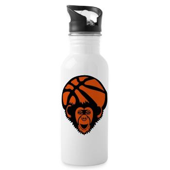 basketball monkey chimpanze basketball ball - Water bottle with straw - white - Right