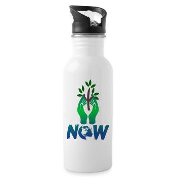 Klimaschutz rette die Baeume jetzt - Trinkflasche mit integriertem Trinkhalm - Weiß - Rechts