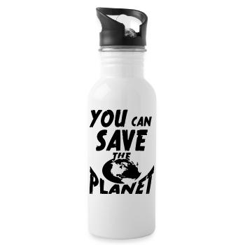 You save the planet - Trinkflasche mit integriertem Trinkhalm - Weiß - Rechts