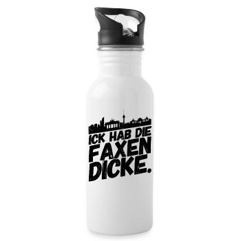 Berlin Berliner Lustige Sprüche Mundart Faxen - Trinkflasche mit integriertem Trinkhalm - Weiß - Rechts